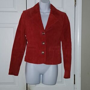 JohnPaulRIchard red suede button closure leather jacket Sz SP